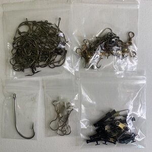 Mixed Lot Fishing Hooks Swivels Sinker Slides Supplies Various Types Hook Sizes